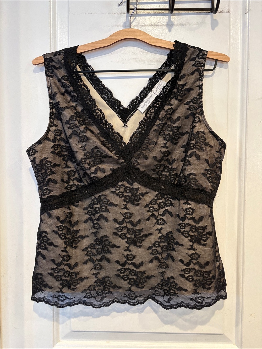 Worthington vintage Black Lace V-Neck Camisole